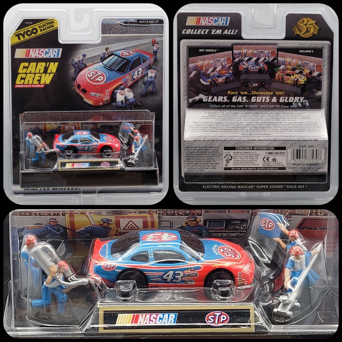 Tyco Slot Race Car 1998 Richard Petty #43 STP + Racing Crew / Pit