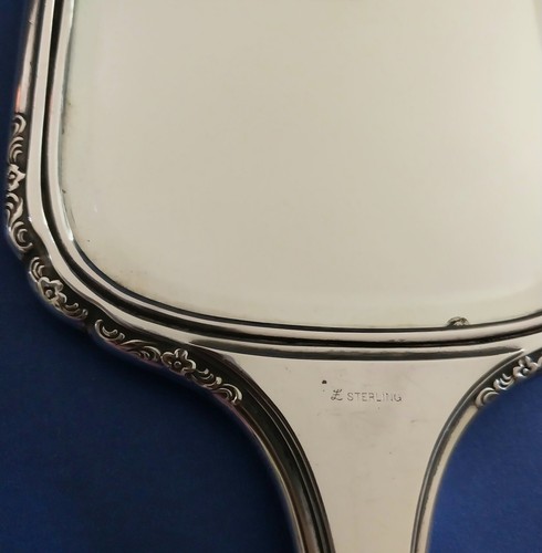 Antico SPECCHIO A MANO LaPierre STERLING Art Deco vanità monogrammato MGW circa 1916 - Foto 19 di 23