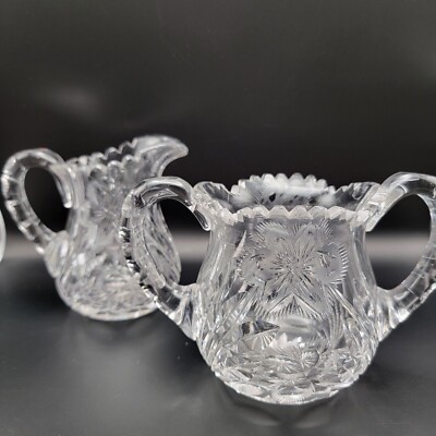 Cut Glass Cream and Sugar Set