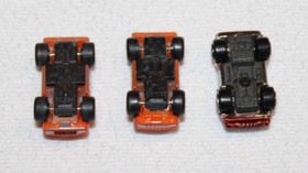 3 Galoob Micro Machines chrome Ferrari & 2 orange 1968 Camaro convertibles lot