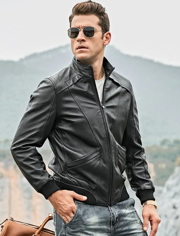 Men's Black 100% Genuine Sheepskin Leather Premium Jacket | eBay Men's Black 100% Genuine Sheepskin Leather Premium Jacket | eBay