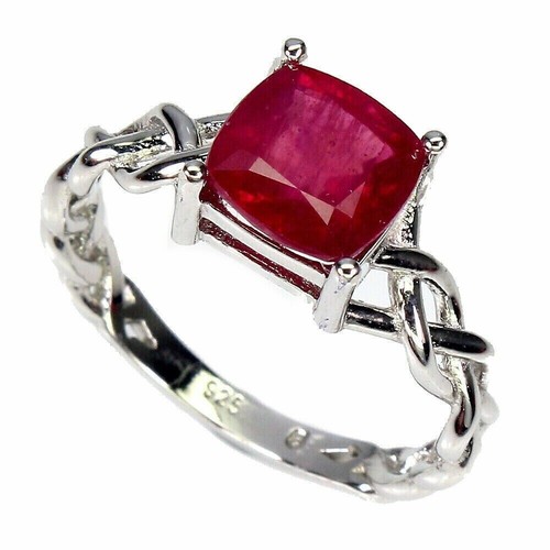 Sterling Silver Ring Ruby Genuine Natural Mined Gem Size M US 6.25 - Picture 9 of 24
