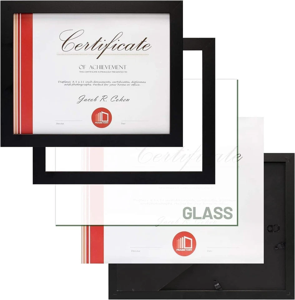 , Marco de fotos de 8,5 x 11 con perchas traseras para exhibición de pared, soporte de caballete para... Foto 3 de 4