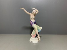 Hertwig Katzhütte Figur Tänzerin Frau im Halbakt Bunt 1.Wahl H:23,7cm um 1920