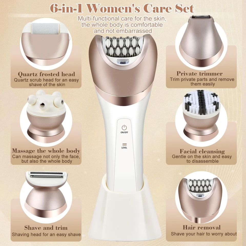 Rasoir Electrique Femme 6 en 1 Tondeuse Femme Intime Sans Douleur Tondeuse Bi... - Photo 2/4