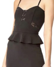 NWT PARKER LITTLE BLACK DRESS LACE INSET PEPLUM SZ XS
