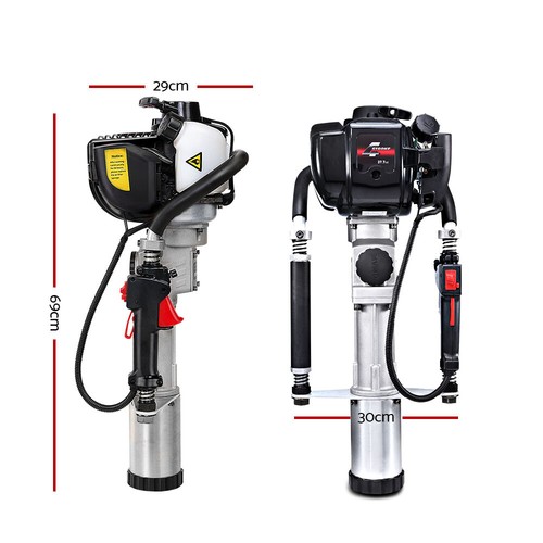 Giantz Petrol Post Driver 38CC 4-Stroke Rammer Pile Star Picket Fence Hole Black - Picture 2 of 6
