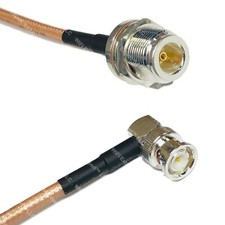 RG142 Silver N FEMALE BULKHEAD to BNC MALE ANGLE Coax RF Cable USA Lot