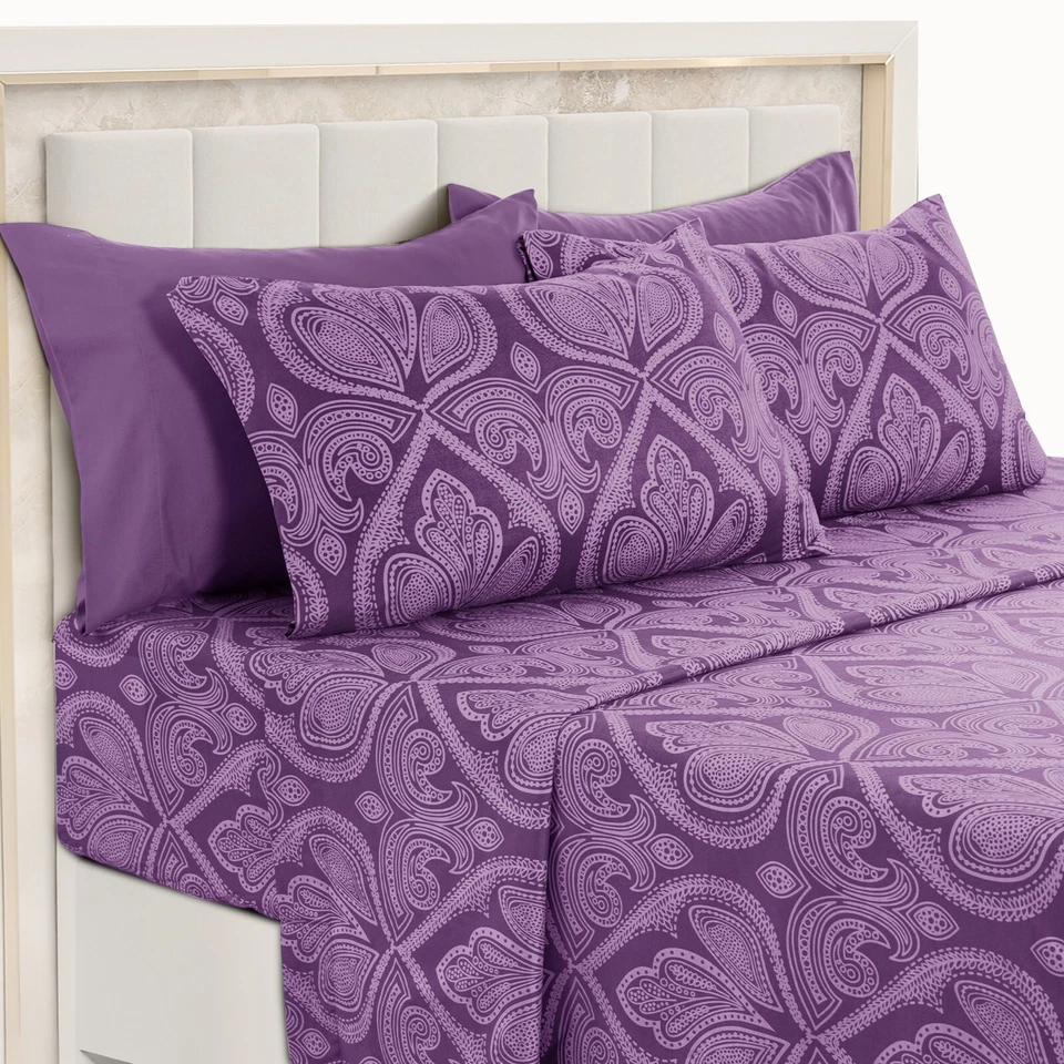 Deep Pocket 6 Piece Bed Sheet Set 1800 Series Microfiber Comfort Paisley Sheets - Image 3 of 4