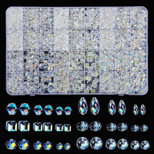 2420Pcs Glass Crystal Beads, Assorted Clear Faceted Crystal Suncatcher Beads for