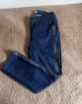 Judith Williams Jeans Damen Gr. 38 blau Gerades Bein Stretch Strass W30