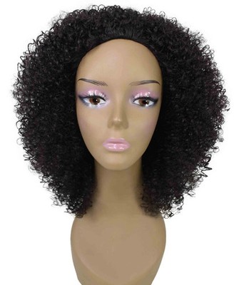 LUXLUXE Zenobia lockige versaute Afro 18 Zoll lange Halbperücke Mix Echthaar