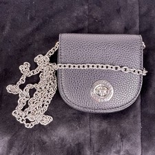 Marc Jacobs Black Pebbled Leather Micro Crossbody Bag - Silver Chain - Turn Lock