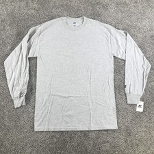 Russell Athletic Shirt Mens M Heather Gray Long Sleeve Moisture Wicking Tee