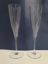 Baccarat Crystal DOM PERIGNON Fluted Champagne Glass Flute Pair PERFECT 2 Pcs