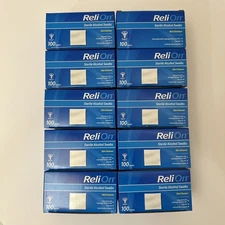 10 ReliOn Alcohol Swabs Sterile Isopropyl 70% Wipes 1000 pads