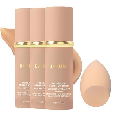 3PCS 4-in-1 Color Change Foundation Liquid SPF 50 Moisturizing Medium Coverage