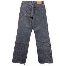 Levi's Wedgie Straight Women's Jeans Black Dark Wash Button Fly Raw Hem Size 26