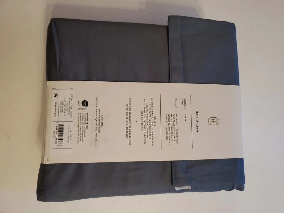 Threshold Hotel sateen sheet set twin XL  color slate blue New. - Image 4 of 4