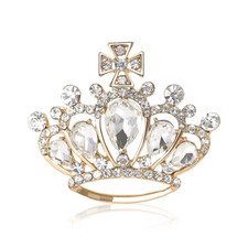 Rhinestone Queen Crown Brooch Crystal Pin Gold Women  s Day Gift Elegant Jewelr