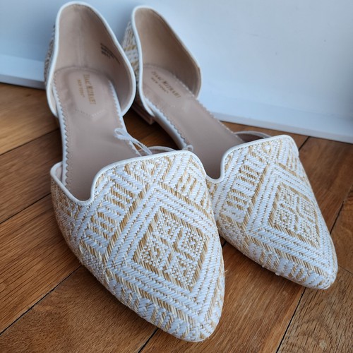 Isaac Mizrahi Nueva York Blanco y Dorado Tejido Texturizado D’orsay Pisos Talla 9.5 Primavera - Imagen 8 de 12