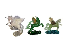 Unicorn Figurine Pegasus Hamilton Collection Jewels Fantasy Heavenly Emerald And