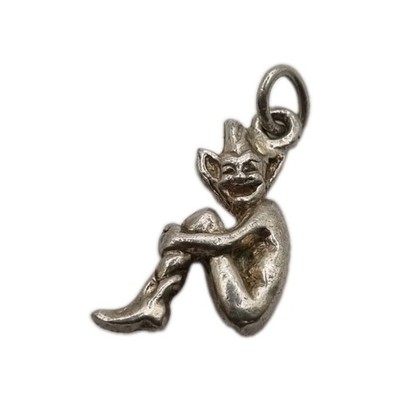 Kleiner Vintage Sterlingsilber Devon Dartmoor Pixie Anhänger Charm.  