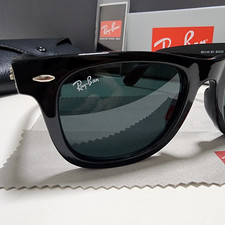 Ray-Ban RB2140 901 Wayfarer Sunglasses Gloss Black Frame Glass Gray Lens 50 mm