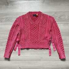 Polo Ralph Lauren Aran-knit Cotton V-neck Sweater Women s Size:XS
