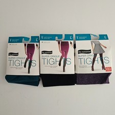 No Nonsense Women's Tights 3 PACK COLORED Black Purple Blue SIZE L