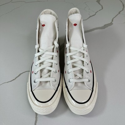 Converse Chuck 70 Embroidered Lips High Love Me White Shoes Men's