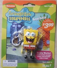 RARO NUEVO SELLADO 2003 VIACOM BOB ESPONJA PANTALONES CUADRADOS LLAVERO CLIP LINTERNA