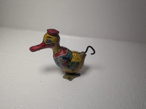 ***VINTAGE 1930's J. CHEIN & CO. TIN LITHO WIND-UP TOY DUCK MECHANISM IN TACT!!!