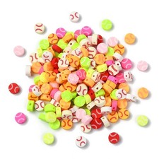 200pcs Polymer Clay Beads Baseball Round Flat Handmade for Bracelet Jewelry DIY