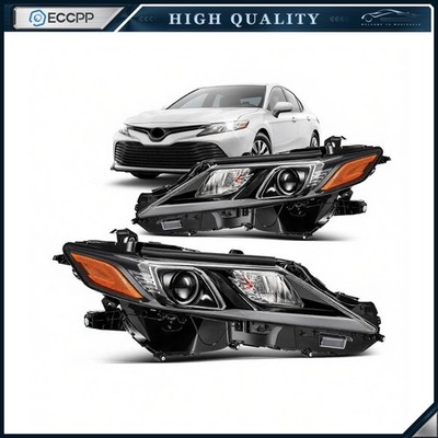 ECCPP LED Headlights w/Bulb For Camry SE LE L TRD 2018-2024 Pair Black Amber