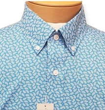 NWT DANIEL CREMIEUX LARGE SIGNATURE COLL S/S SHIRT PAISLEY AQUA BLUE