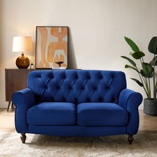 Dusk Hebden Royal Blue Velvet 2 Seater Sofa RRP £589