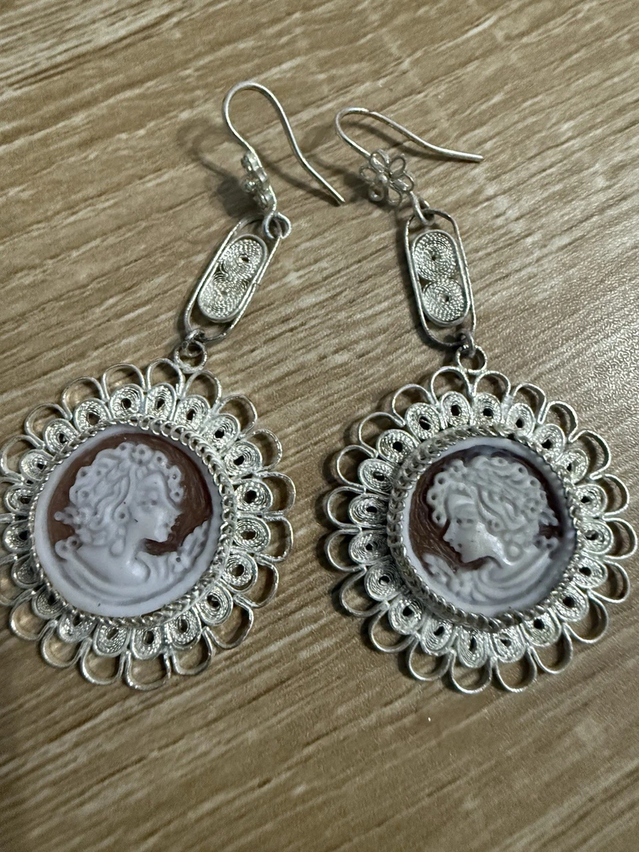 Orecchini A Mezzaluna In Argento 925 Con Filigrana E Finitura Vintage - A Cerchio Vuoto Per Donna - 3