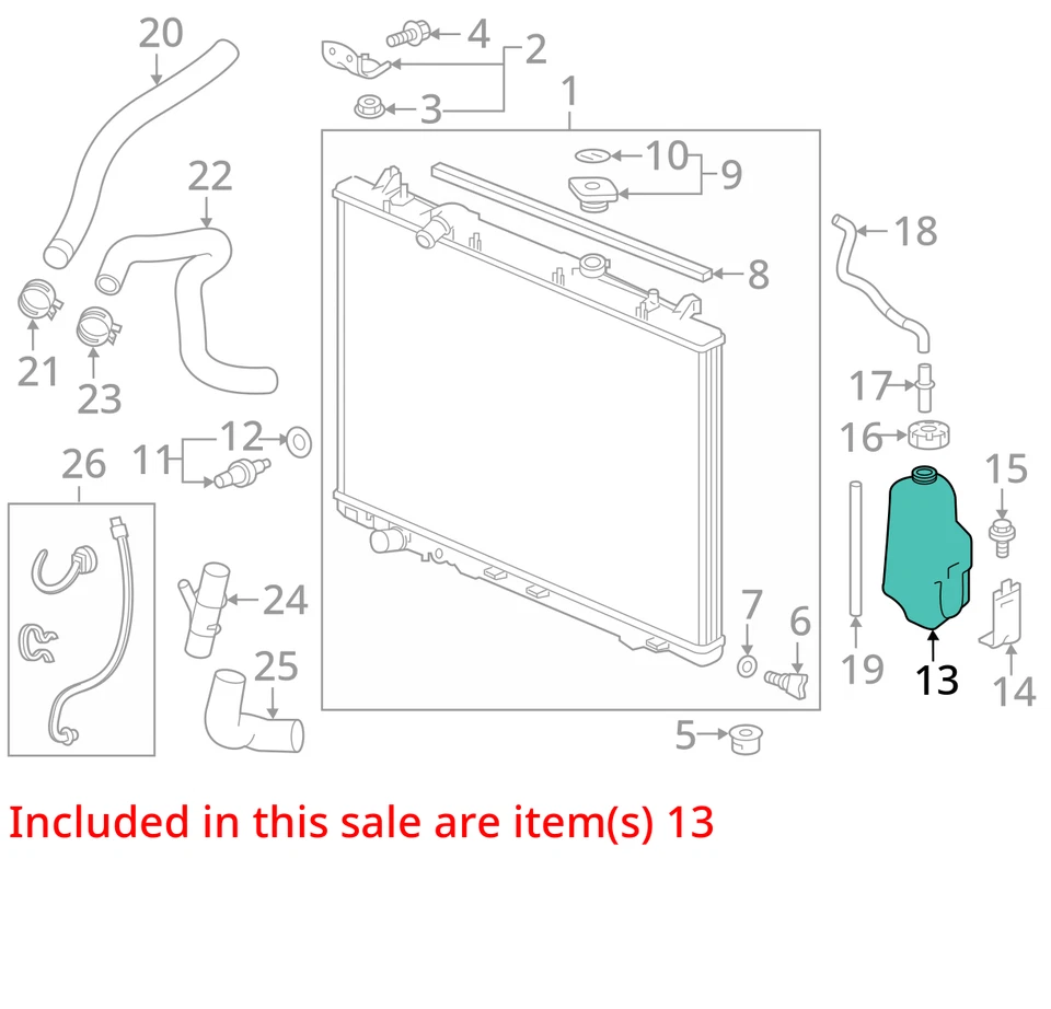 Honda Pilot 2017 botella de desbordamiento de refrigerante fabricante de equipos originales 123 k millas - LKQ415083680 Foto 4 de 4