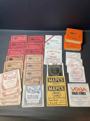 Vintage Banjo Strings Lot Of 37 Assorted Black Diamond Gibson