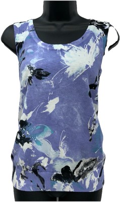 Covington Petite Women Size MP Pullover Sleeveless Knit Tank Top Purple Floral