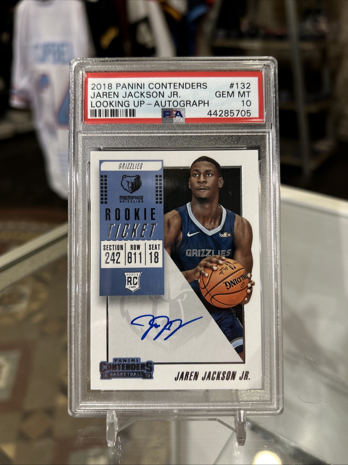 2018-19 Panini Contenders 132 Jaren Jackson Jr. Rookie RC Auto Looking Up PSA 10