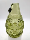 Vintage Fenton Santa Claus Fairy Lamp Avocado Green Glass Candle Holder