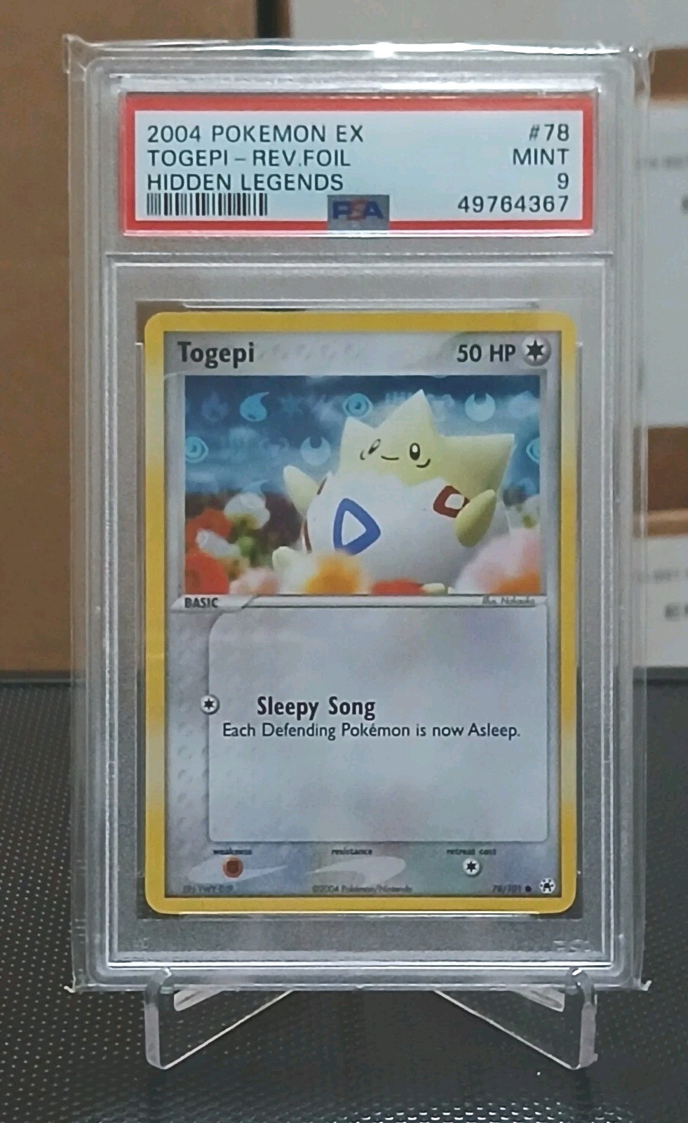 2004 POKEMON EX HIDDEN LEGENDS 78 TOGEPI-REVERSE FOIL PSA 9