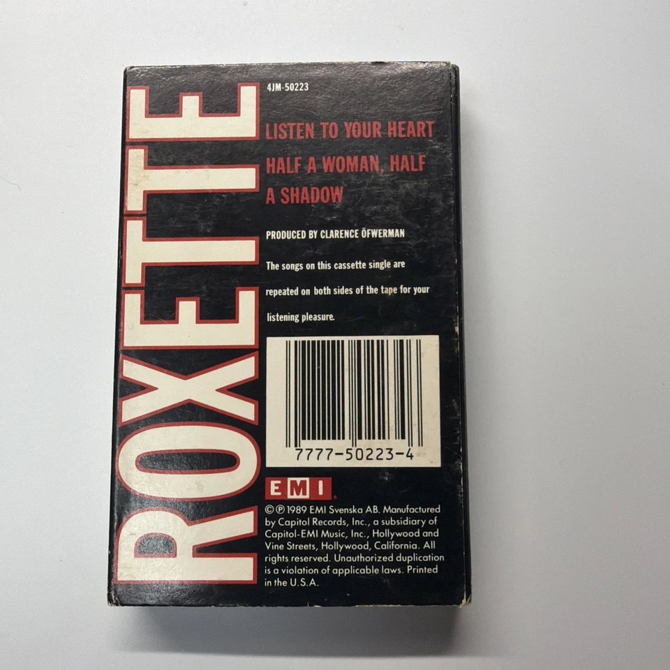 Roxette Listen To Your Heart b/w Half A Woman Half A Shadow Cassette Tape Single - Image 2 of 3