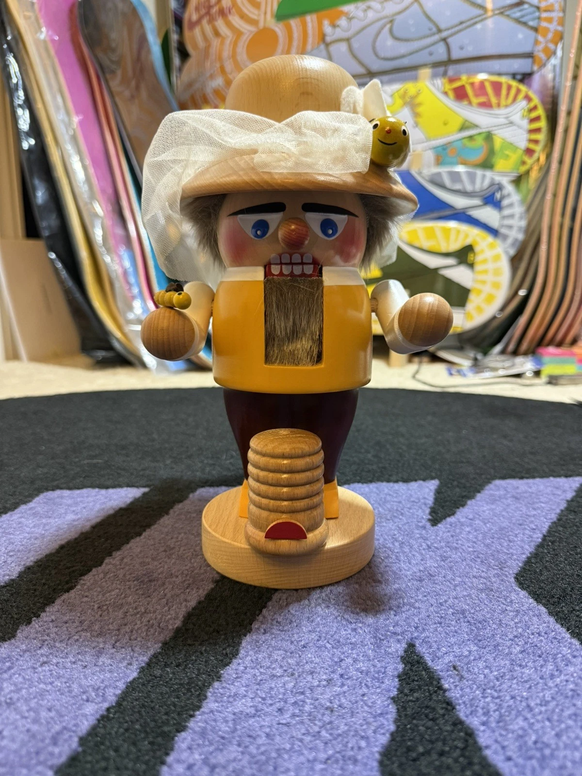 Steinbach Chubby Bee Keeper Wooden Nutcracker Figurine Decorated Figure