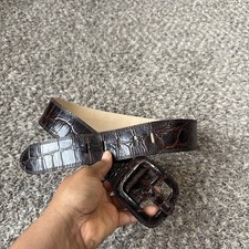 Banana Republic Wide Waist Croc Leather Belt Size S Brown 29-33 Waist Italy
