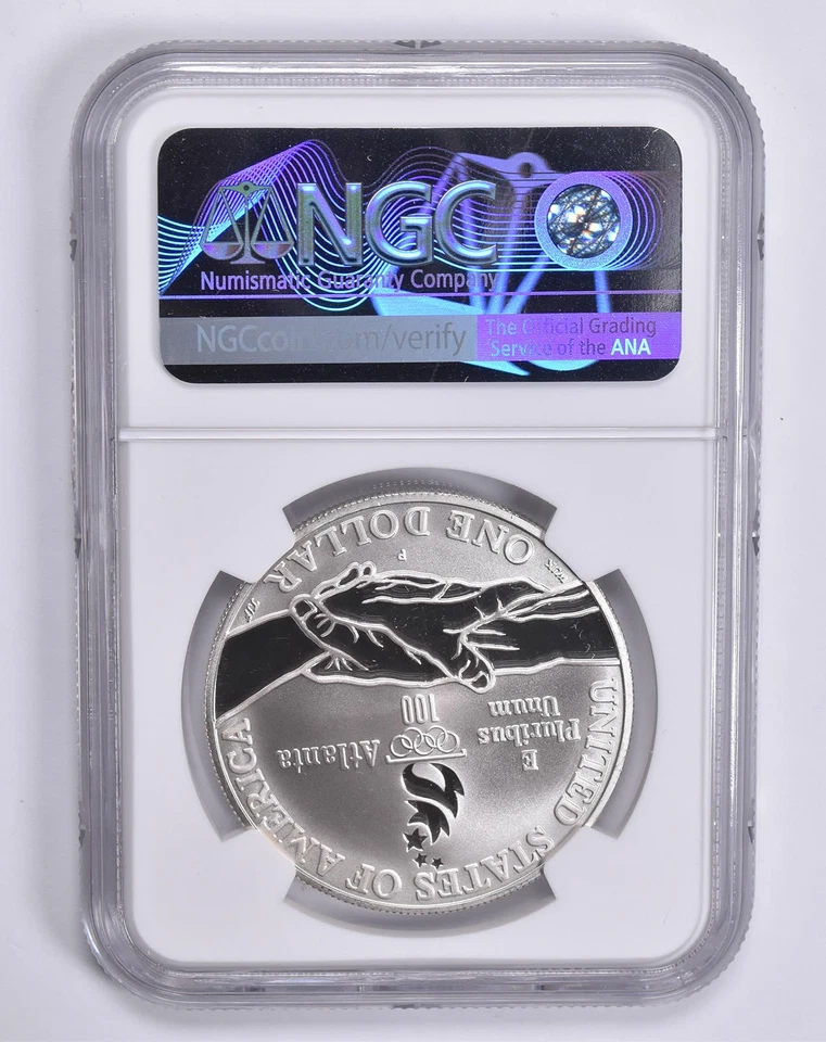 Proof 9.9 UCam 1995-P Olympic Cycling Commemorative Dollar NGC X NGCX *6713 - Image 2 of 4