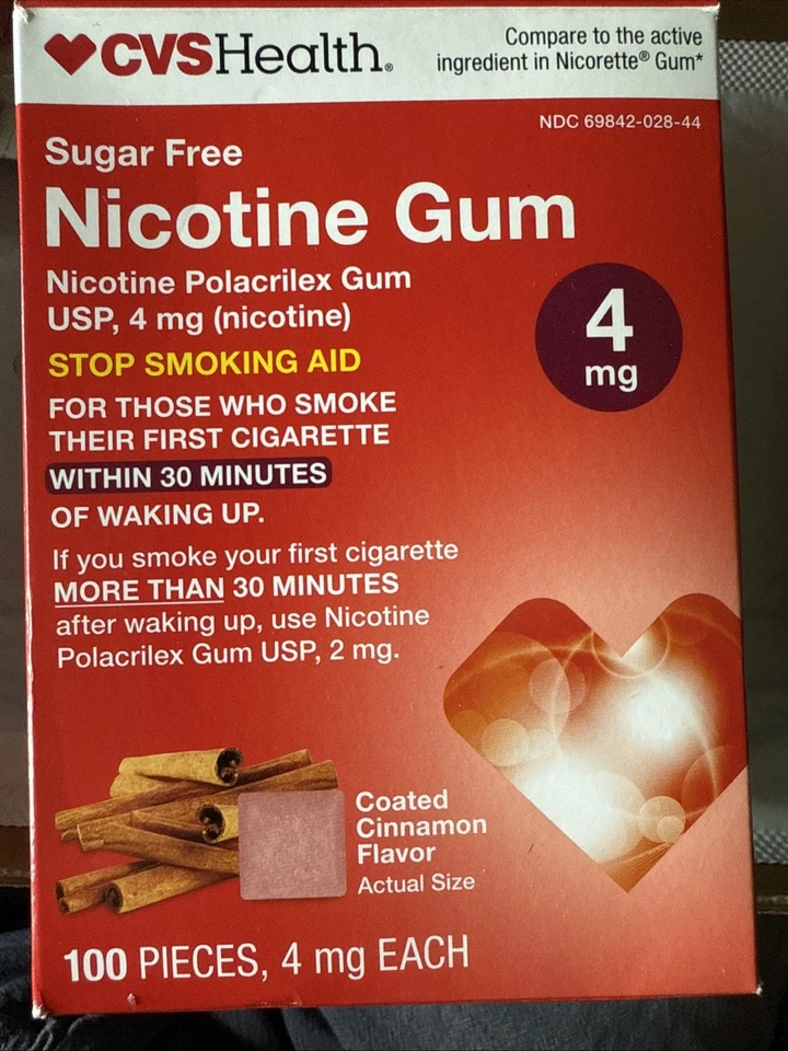 CVS Goma Nicotina Sin Azúcar Canela 4 mg 99 Gomas. Exp 12/2027 Foto 2 de 3
