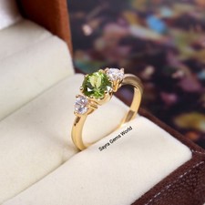 Natural Peridot Ring: Sterling Silver, August Birthstone